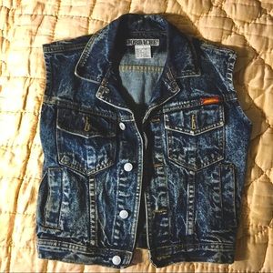 Vintage Jordache acid wash denim vest